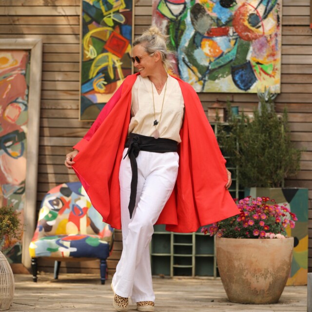 Quintessence - Veste Lisandre lin rouge/orange