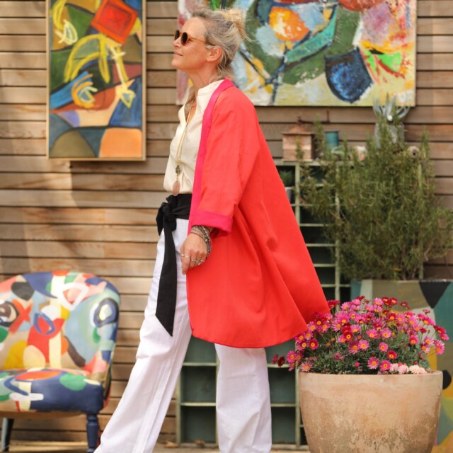 Quintessence - Veste Lisandre lin rouge/orange
