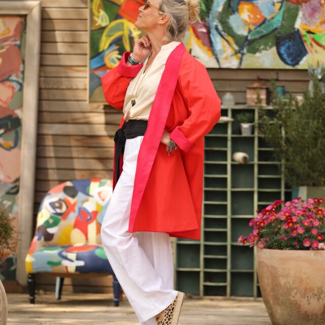 Quintessence - Veste Lisandre lin rouge/orange