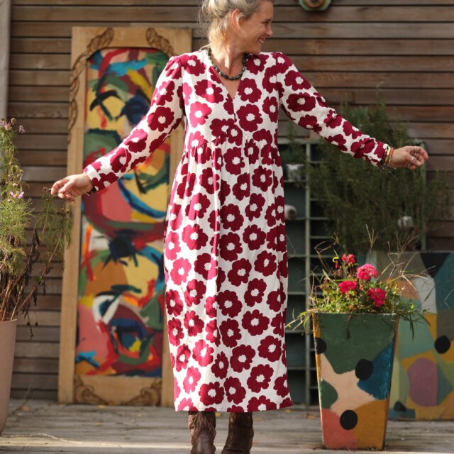 Quintessence - Robe Edonie manches longues - Viscose Fleur Grenade