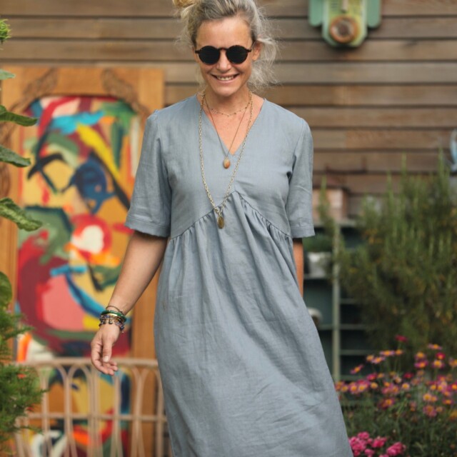 Quintessence - Robe Edonie -lin gris bleuté