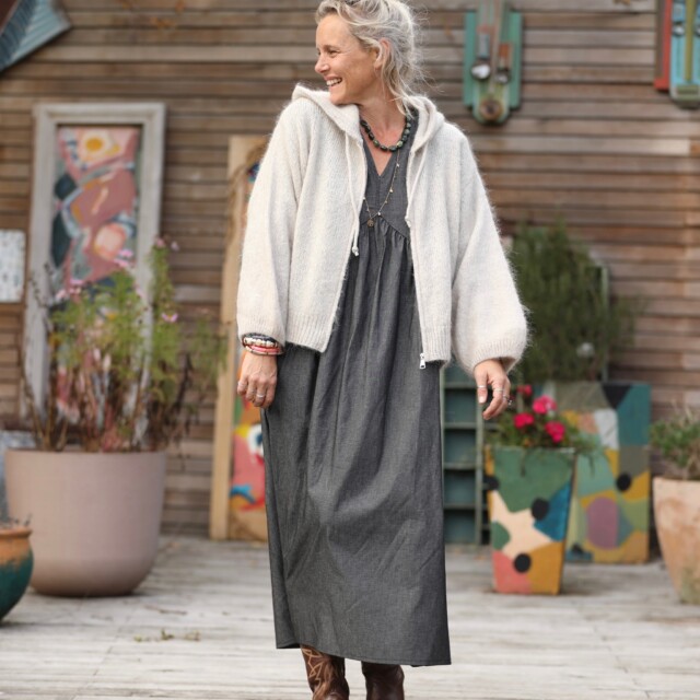 Quintessence - Gilet capuche Tulia - Ficelle