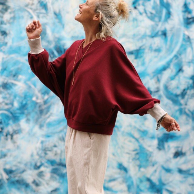 Quintessence - Sweat Ferdinand - cerise noire - version courte