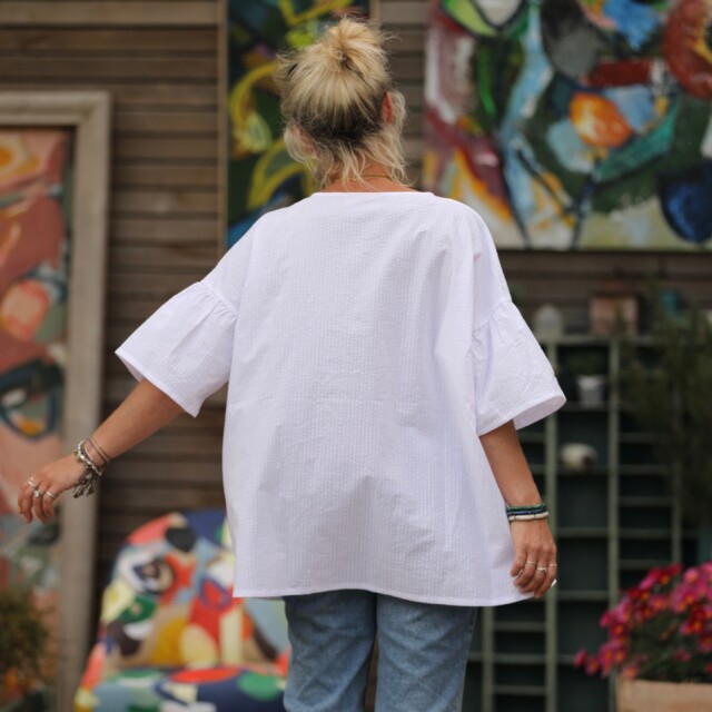 Quintessence - Blouse Léopoldine -  seersucker blanc cassé