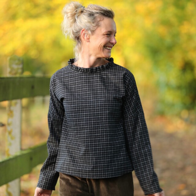 Quintessence - Blouse Janelle – Flanelle tartan noir