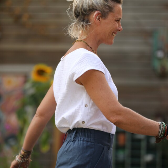 Quintessence - Blouse Sidonie triple gaze de coton blanche
