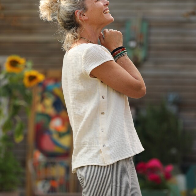 Quintessence - Blouse Sidonie double gaze de coton ivoire