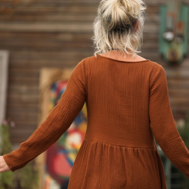 Quintessence - Robe Anaëlle - Double gaze de coton Camel