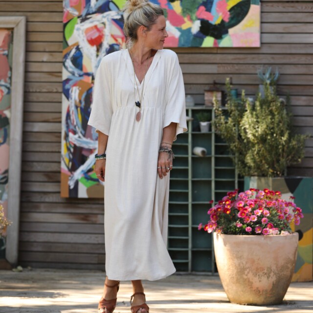 Quintessence - Robe Kalaya – viscose/lin ficelle