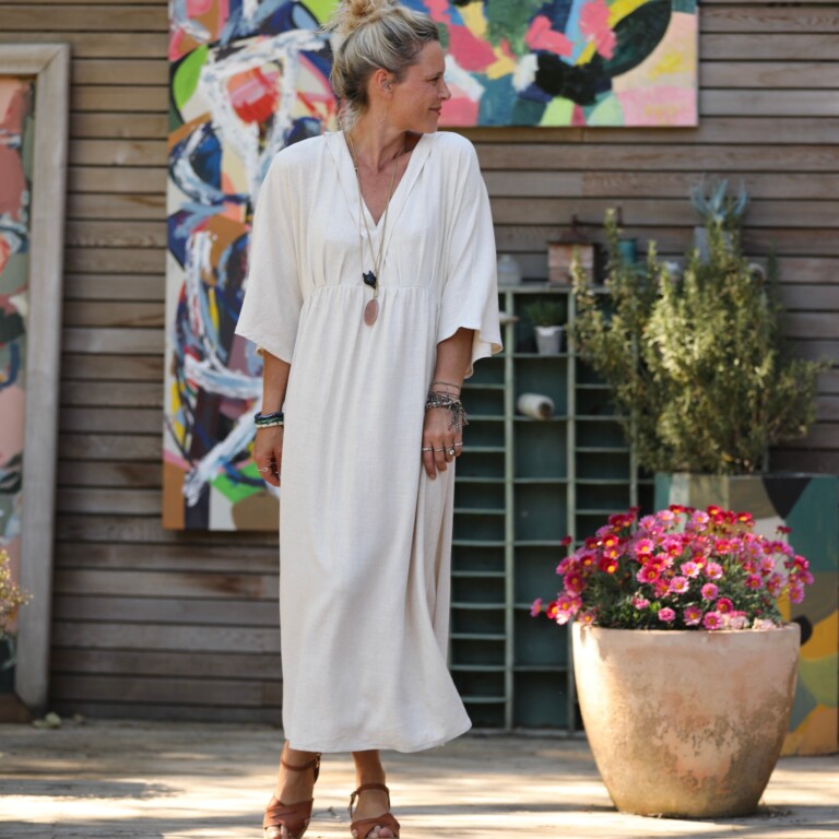 Quintessence - Robe Kalaya - viscose/lin ficelle