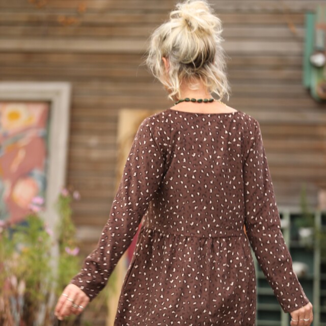 Quintessence - Robe Anaëlle - Velours milleraies Léo choco