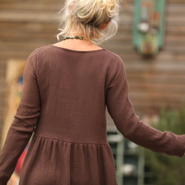 Quintessence - Robe Anaëlle - Double gaze de coton chocolat