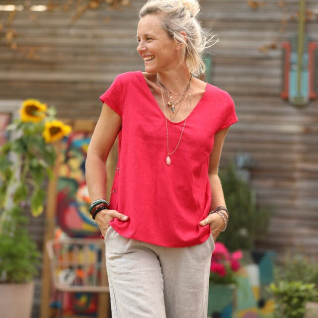 Quintessence - Blouse Sidonie en lin coquelicot