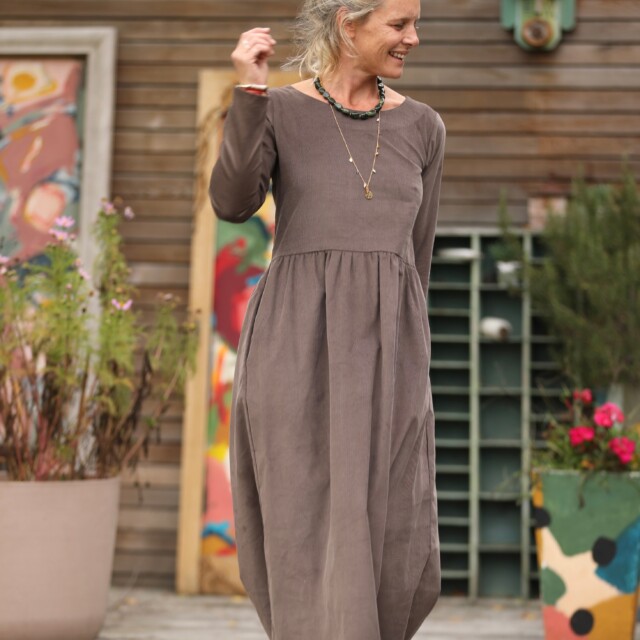 Quintessence - Robe Anaëlle - Velours milleraies moka