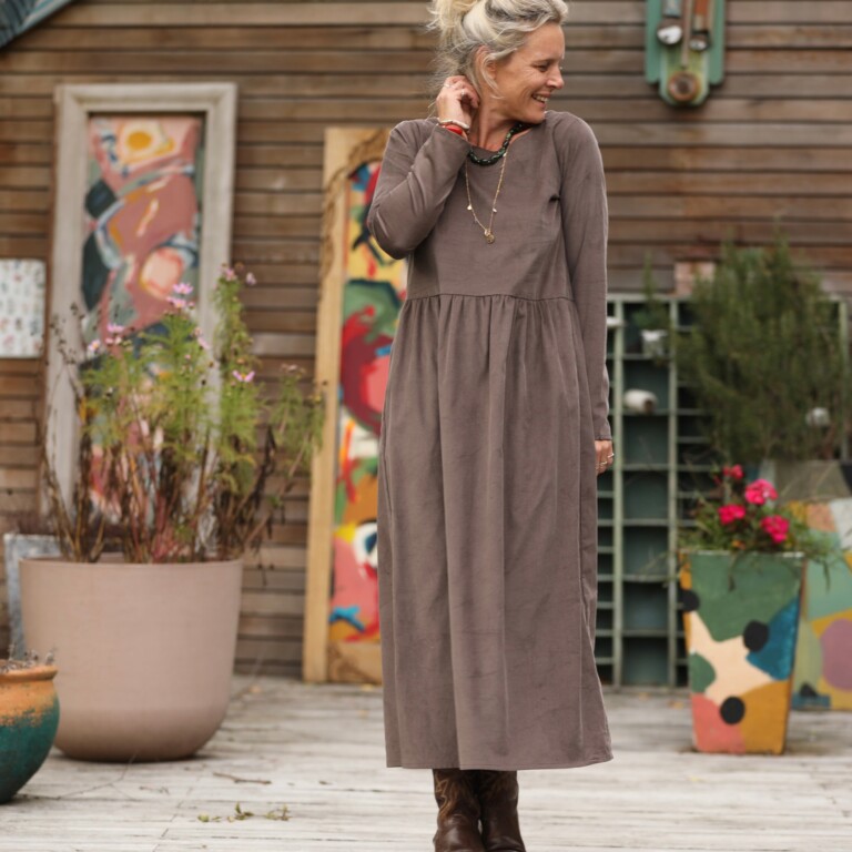 Quintessence - Robe Anaëlle - Velours milleraies moka