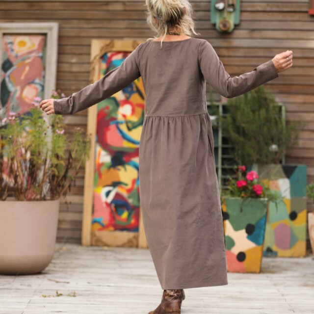 Quintessence - Robe Anaëlle - Velours milleraies moka