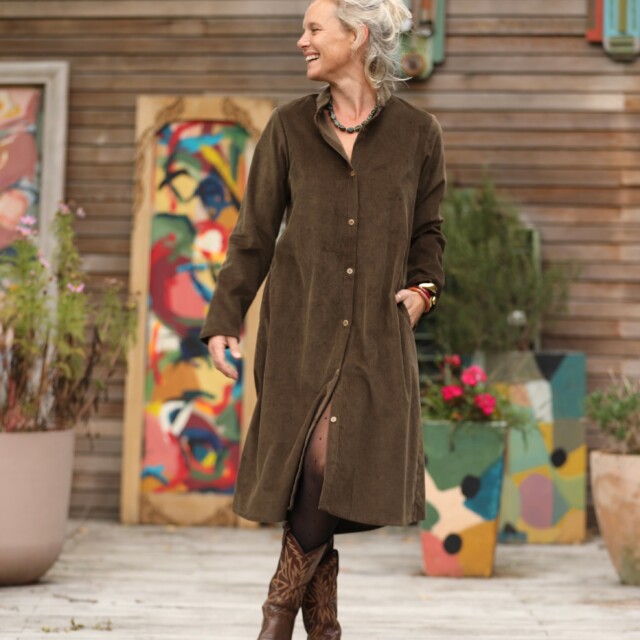 Quintessence - Robe Yuna – velours côtelé moka