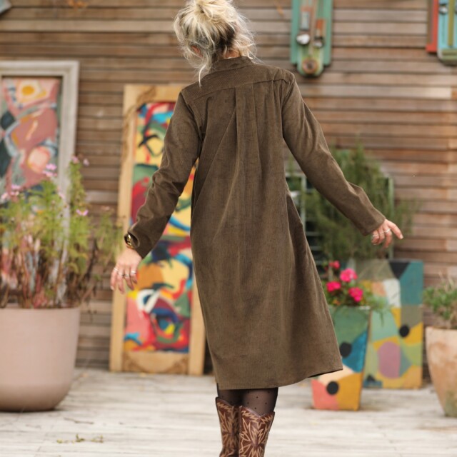 Quintessence - Robe Yuna - velours côtelé moka