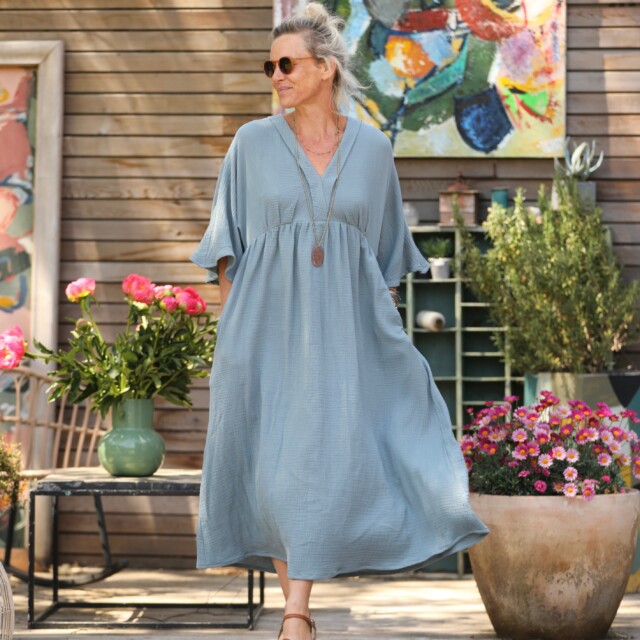 Quintessence - Robe Kalaya - double gaze de coton bleu navy