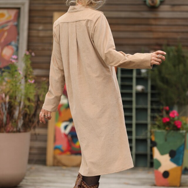 Quintessence - Robe Yuna - velours côtelé sable