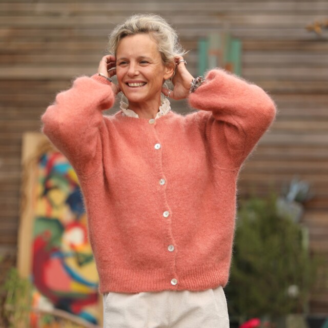 Quintessence - Gilet Sélène - Rose pamplemousse