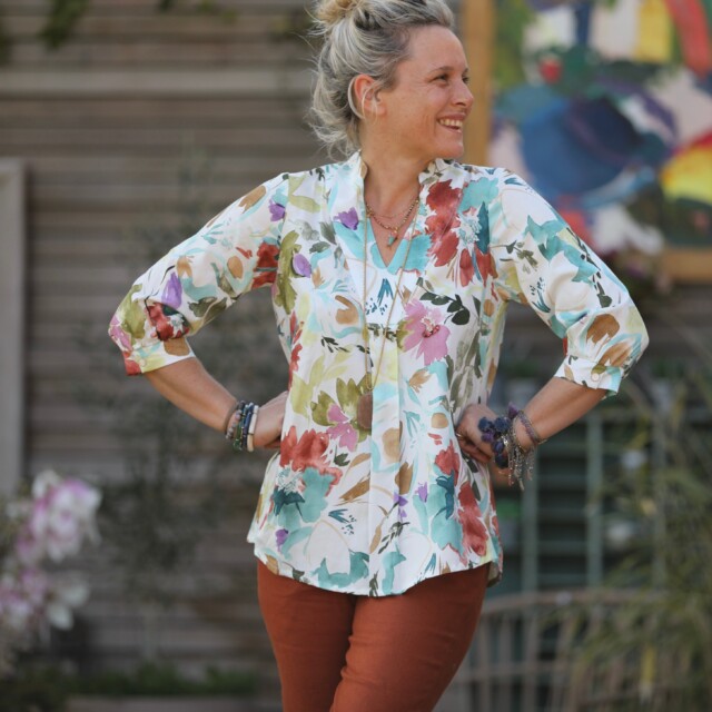 Quintessence - Blouse Isabeau - satin de coton Aquarelle
