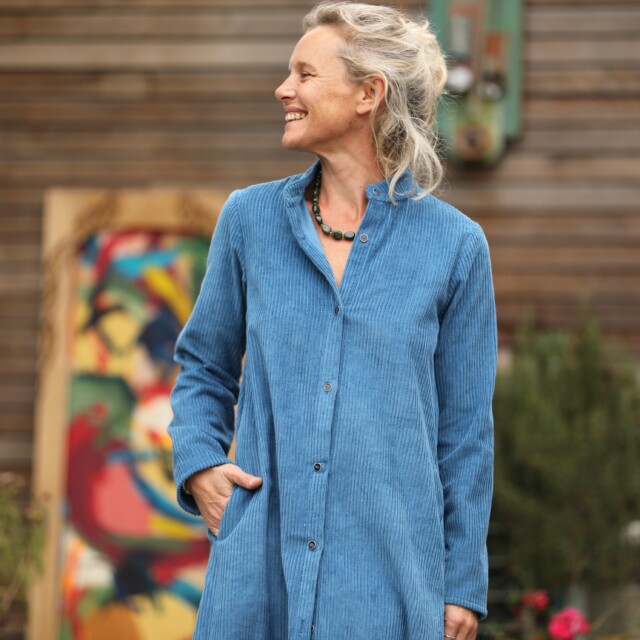 Quintessence - Robe Yuna - Velours côtelé navy