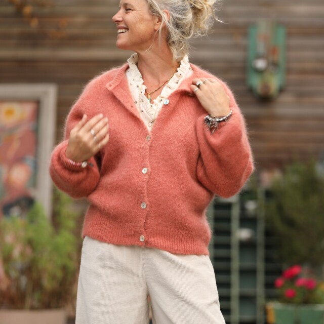 Quintessence - Gilet Sélène - Rose pamplemousse