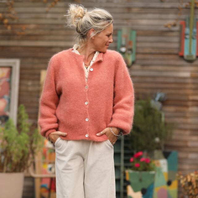 Quintessence - Gilet Sélène - Rose pamplemousse