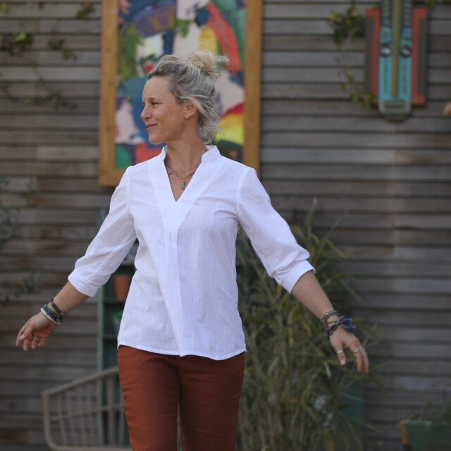 Quintessence - Blouse Isabeau - seersucker blanc