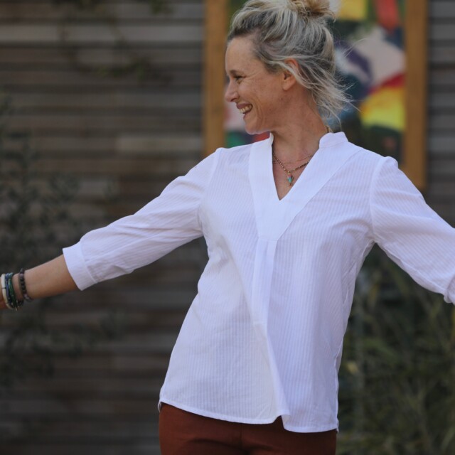 Quintessence - Blouse Isabeau - seersucker blanc