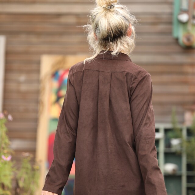 Quintessence - Robe Yuna - Velours milleraies chocolat