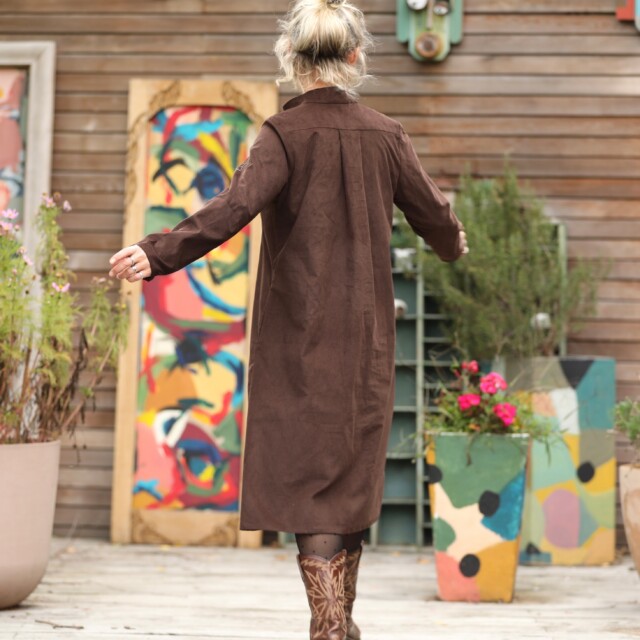 Quintessence - Robe Yuna - Velours milleraies chocolat