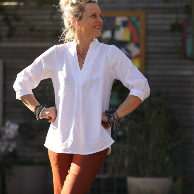 Quintessence - Blouse Isabeau - seersucker blanc