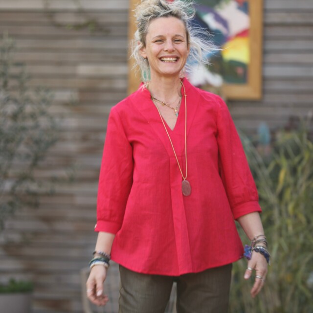 Quintessence - Blouse Isabeau - lin rouge coquelicot