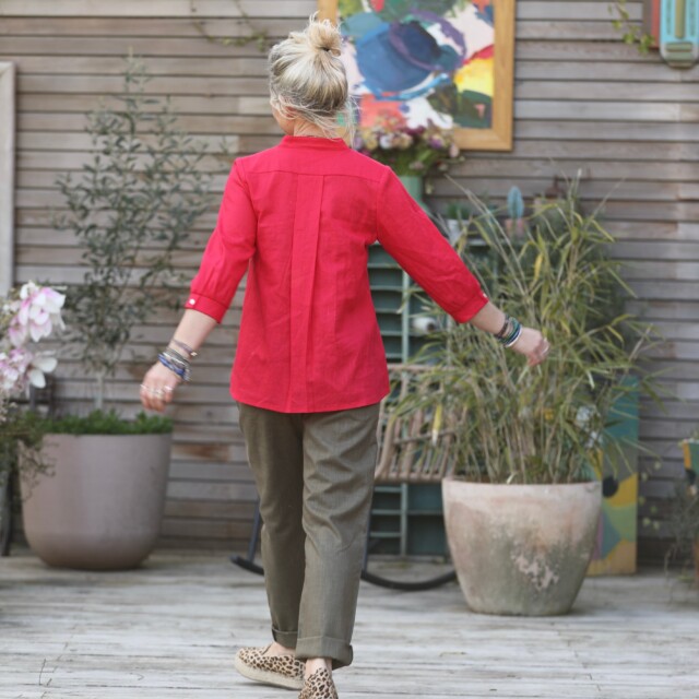 Quintessence - Blouse Isabeau - lin rouge coquelicot