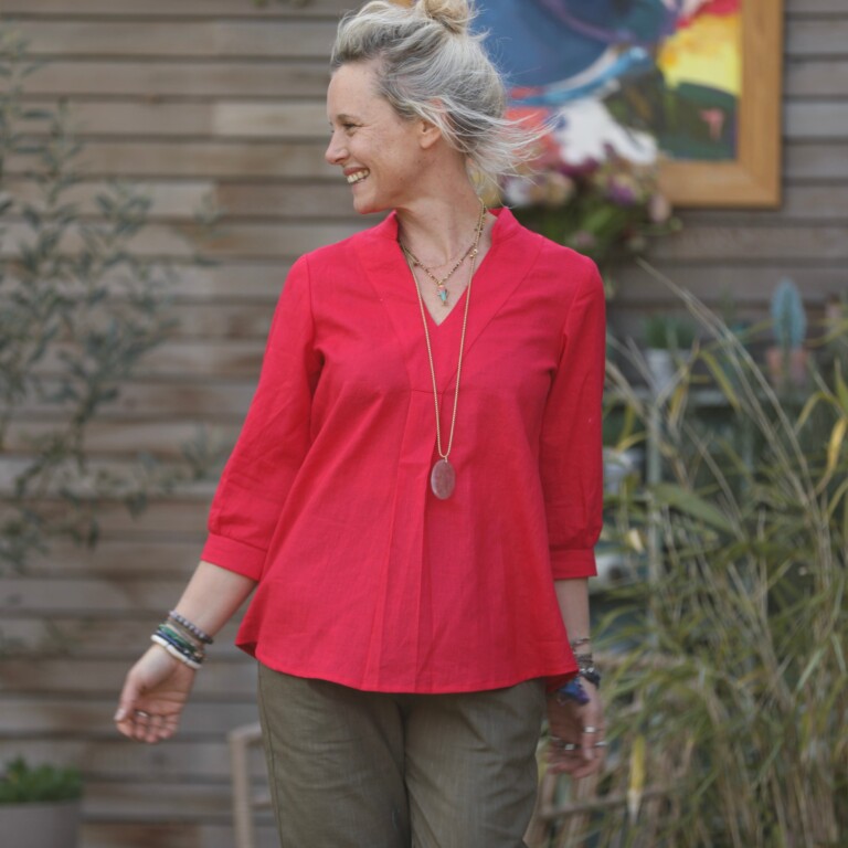 Quintessence - Blouse Isabeau - lin rouge coquelicot