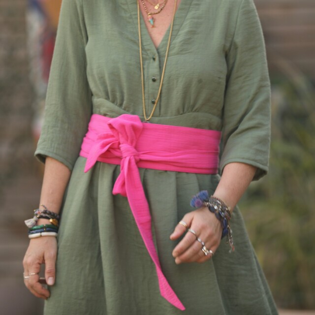 Quintessence - Ceinture Anita - double gaze de coton fushia