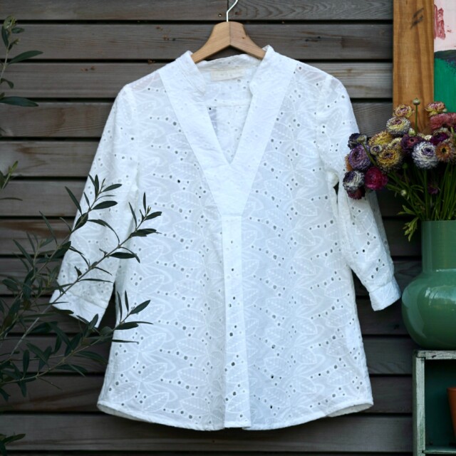 Quintessence - Blouse Isabeau - voile brodé feuillage