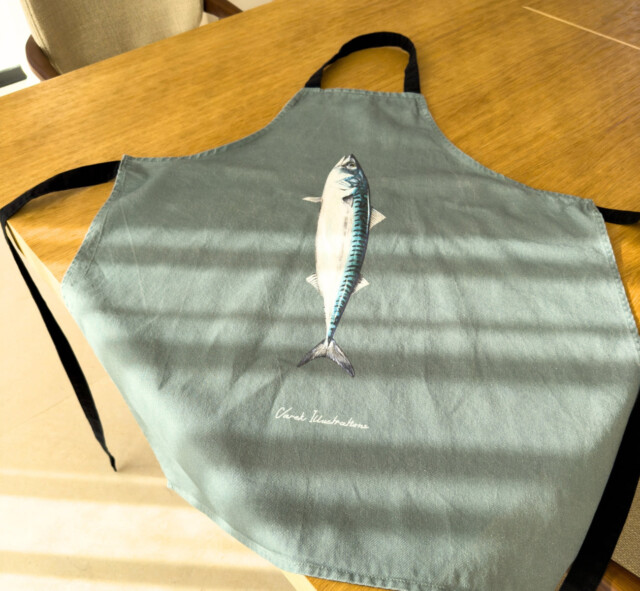 varek.illustrations - Tablier Bleu Celadon 100% coton : Le Maquereau