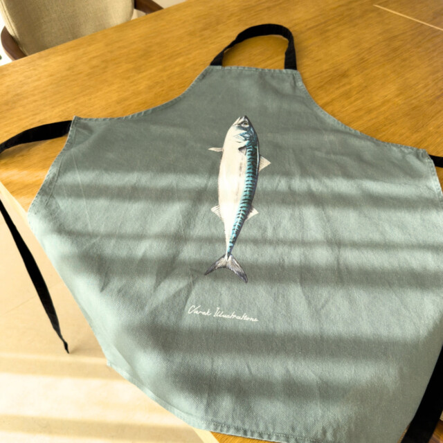 varek.illustrations - Tablier Bleu Celadon 100% coton : Le Maquereau