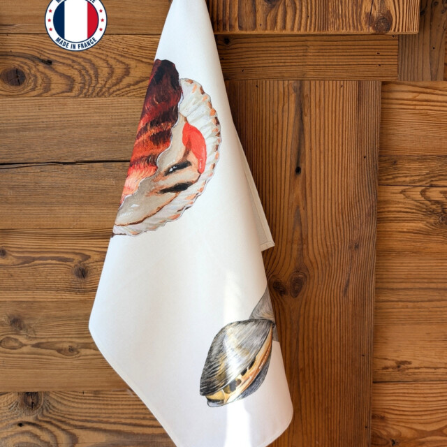 varek.illustrations - Torchon 100% coton : La Coquille Saint Jacque & La Palourde