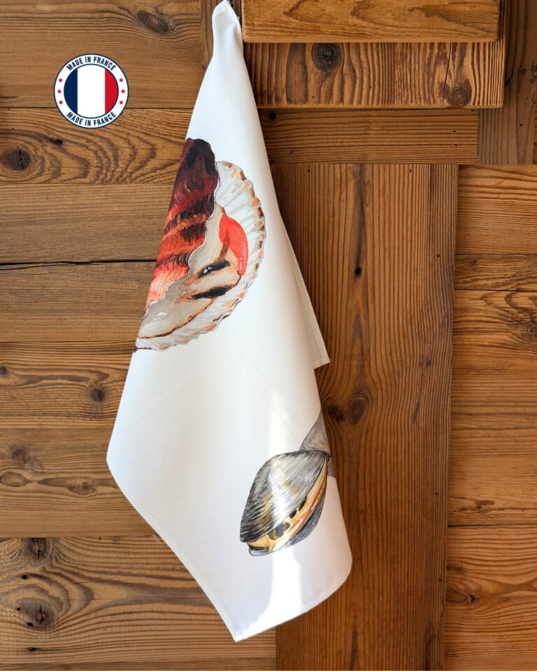 varek.illustrations - Torchon 100% coton : La Coquille Saint Jacque & La Palourde