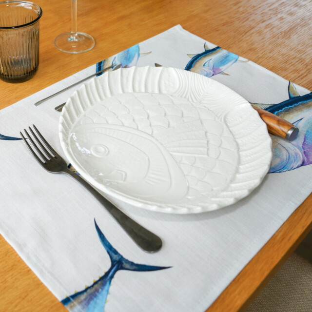 varek.illustrations - Set de table en coton enduit : Thon Rouge