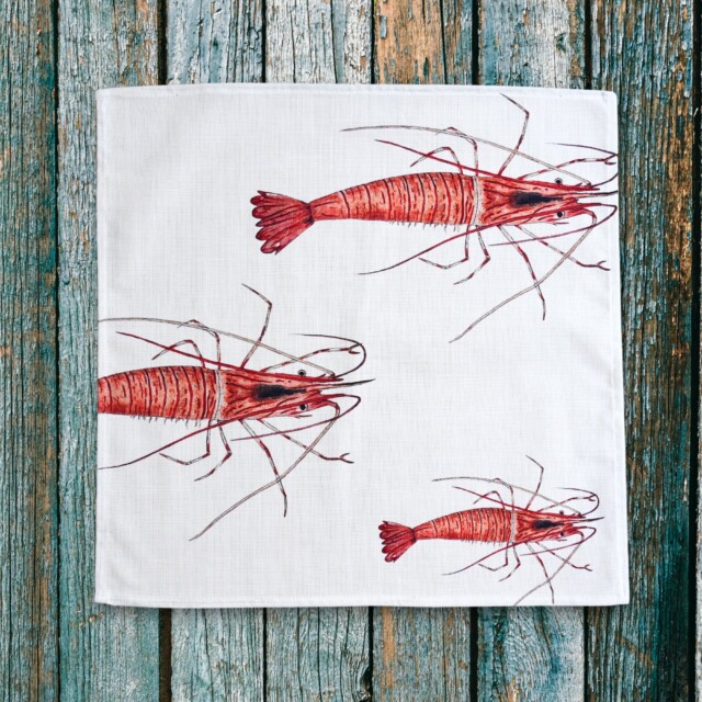 varek.illustrations - Serviette de table en coton : Crevette