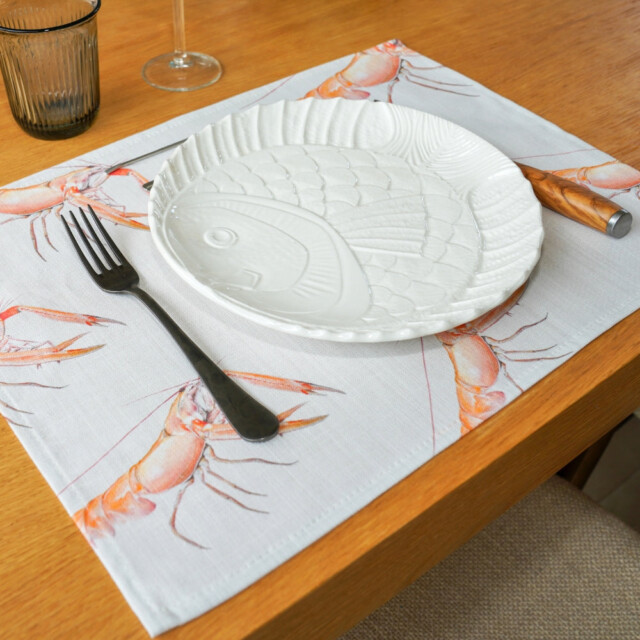 varek.illustrations - Set de table en coton enduit : Langoustine