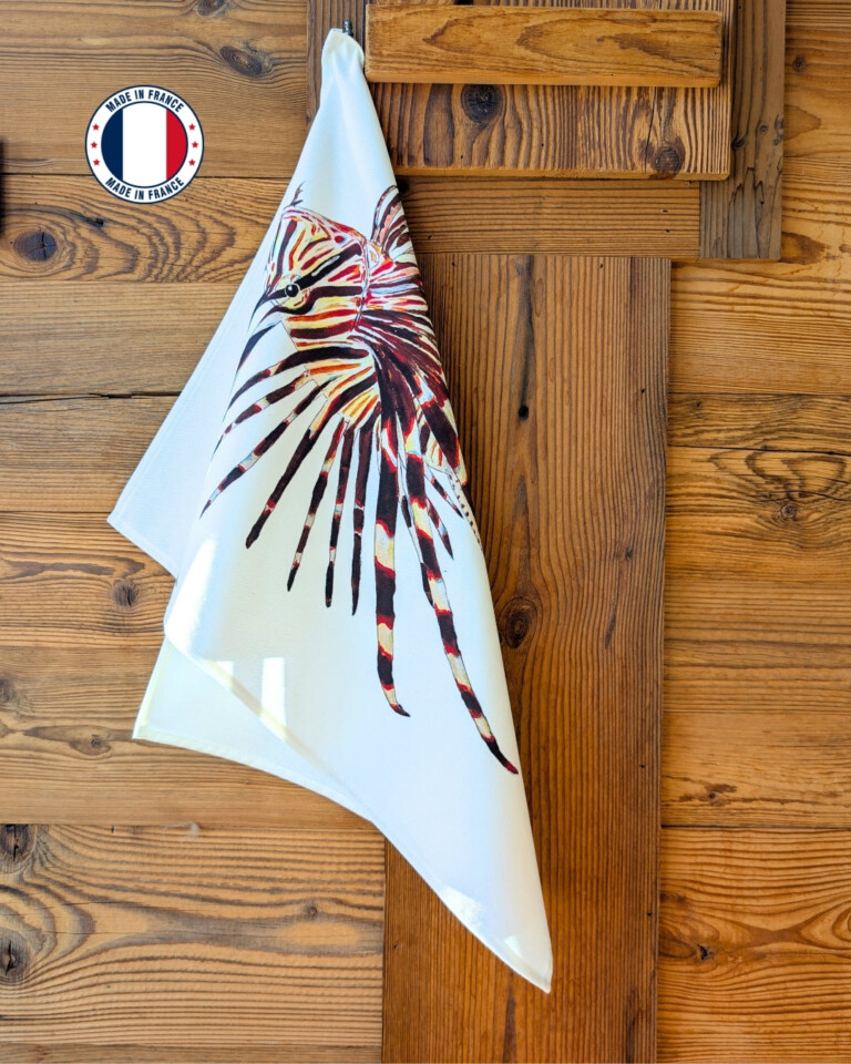 varek.illustrations - Torchon 100% coton : Le Poisson Lion