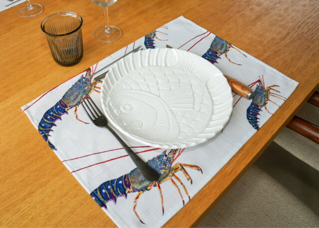 varek.illustrations - Set de table en coton enduit : Langouste