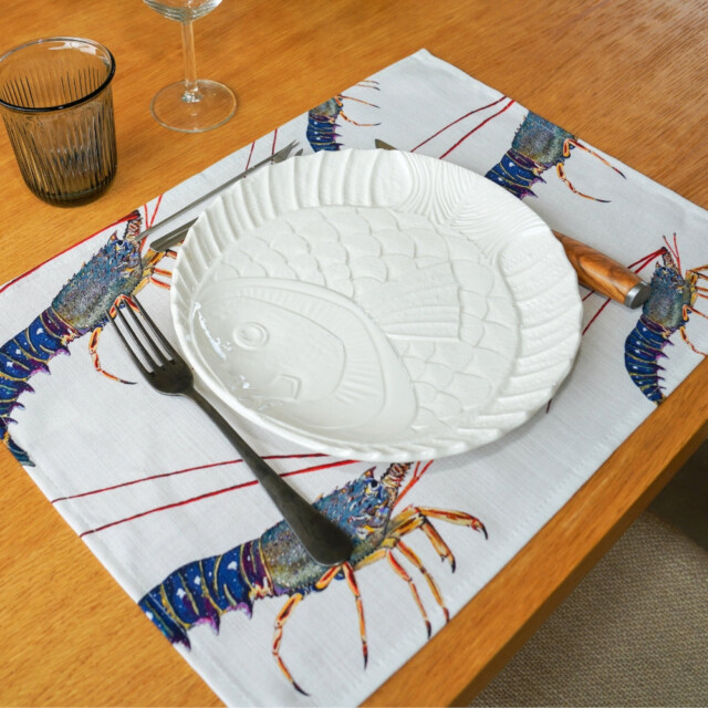 varek.illustrations - Set de table en coton enduit : Langouste