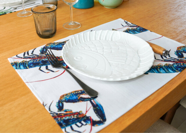 varek.illustrations - Set de table en coton enduit : Homard